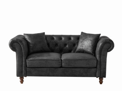 Chesterfield Loveseat, High Tech Fabric Roll Armrest