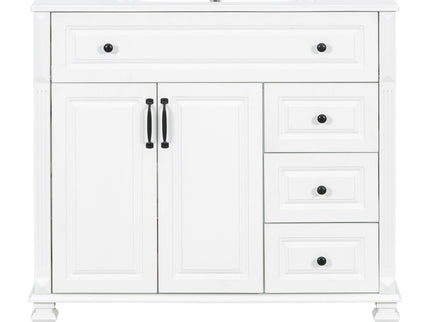 Modern Bathroom Vanity With Sink, 3 Drawers & 2 Doors