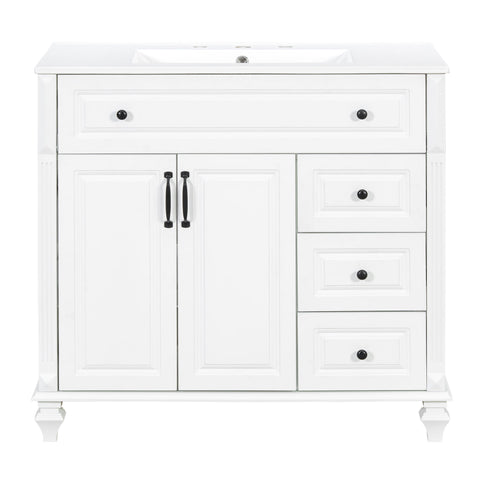 Modern Bathroom Vanity With Sink, 3 Drawers & 2 Doors