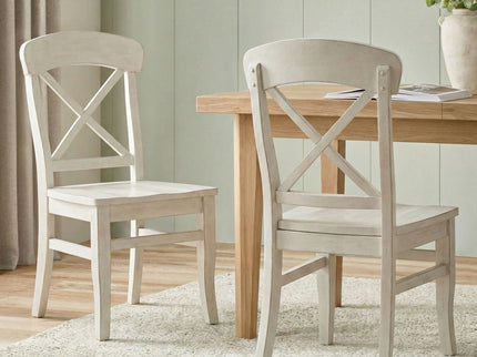 Harola - Cross-Back Dining Side Chairs In (Set of 2) - Smoky White