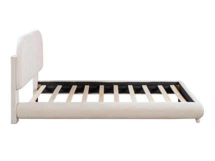 Upholstered Platform Bed With Thick Solid Frame And Stylish Curve-Shaped Design