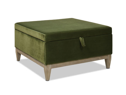 Knox - Square Storage Cocktail Ottoman - Olive Green