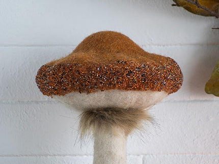 Mushroom Holiday Ornament, For Harvest Festival Fall Festival & Thanksgiving Table Decorations (Set of 2) - Beige / Orange