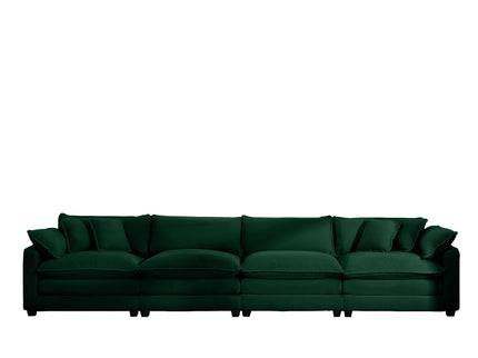 Modern Upholstered 4 Seater Fabric Sofa With Arm And Throw Pillows