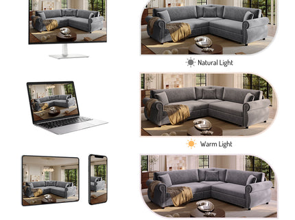 L-Shaped Sofa Couch With Pull-Out Bed