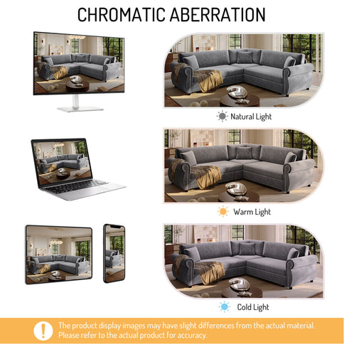 L-Shaped Sofa Couch With Pull-Out Bed