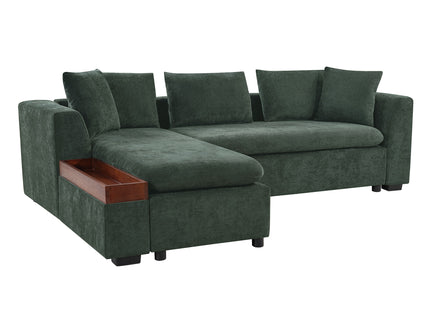 Modern L Shaped Sectional Sofa With Upholstery And Wooden Storage