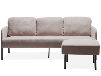 Modern L Shaped 3 Seater Sofa With Ottoman, Upholstered Couch For Small Spaces