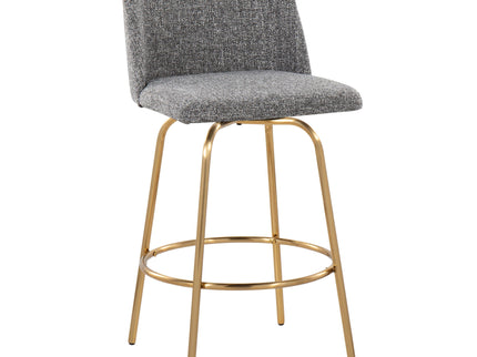 Toriano - Contemporary, Fixed Height Counter Stool With Swivel With Round Footrest (Set of 2)