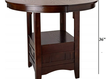 Round Counter Height Dining Table Only With Shelves - Brown Mix