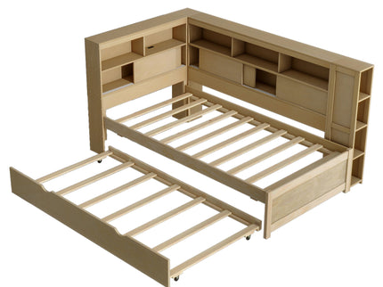 Daybed With Storage Shelves, USB Charging, And Trundle Bed