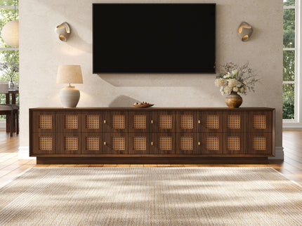 Media Console TV Stand With 6 Drawers & 2 Cabinets - Walnut