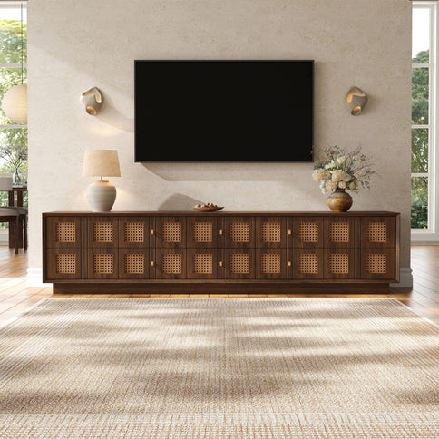 Media Console TV Stand With 6 Drawers & 2 Cabinets - Walnut