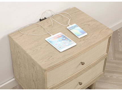 Kimpton - 2 Drawer Nightstand With USB Charging Ports - Beige