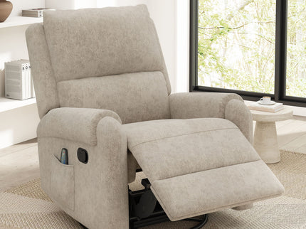 Manual Recliner Massage Chair With Swivel Rocker, 8 Massage Modes, Side Storage Pocket