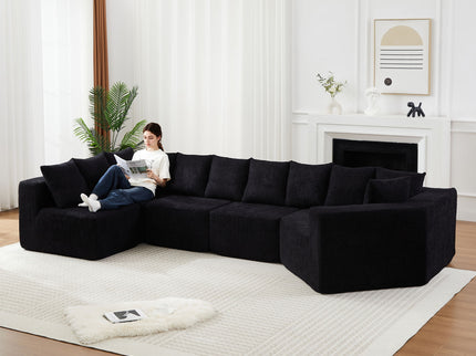L - Shaped Modular Sofa With Deep Seat And 11 Pillows