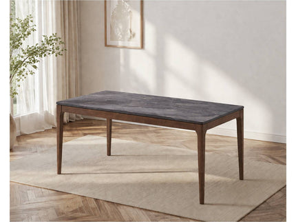 Bevis - Engineered Stone Top Dining Table - Walnut