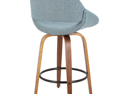 Fabrico - Mid Century Modern Fixed Height Counter Stool And Round Footrest (Set of 2)