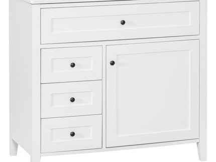 Bathroom Vanity With Sink, 3 Drawers & Cabinet With Adjustable Shelves