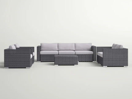7 Person Outdoor Seating Group With Cushions - Gray / Silver