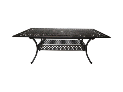 Outdoor Extendable Aluminum Dining Table With Pattern Table Top And Curved Legs - Copper