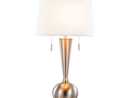 Jules - Contemporary Table Lamp Built In USB Port (Set of 2) - Nickel / White