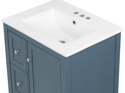 Modern Bathroom Vanity With Sink, Soft Close Drawers & Door, Storage Rack