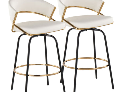 Jie - Fixed Height Contemporary Counter Stool With Swivel Round Footrest (Set of 2)