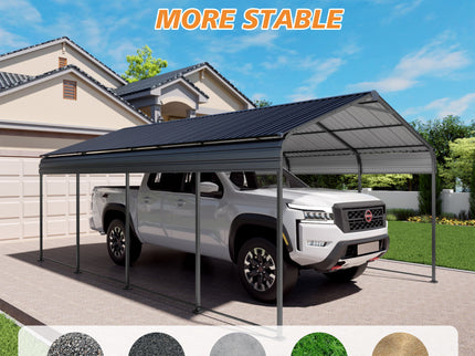 Heavy Duty Carport With Galvanized Roof And Enhanced Base - Anthracite