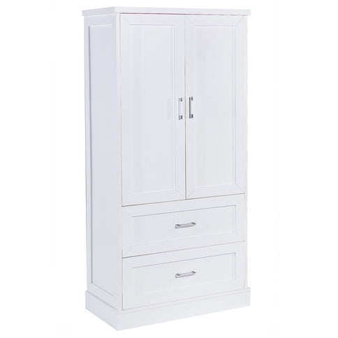 Tall Bathroom Storage Cabinet With 2 Doors And Drawers, Adjustable Shelf