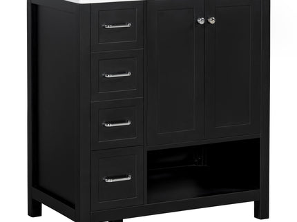 Bathroom Vanity With Sink Top, Bathroom Vanity Cabinet With 2 Doors And 2 Drawers, Open Shelf