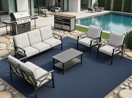 Patio Furniture Set & Coffee Table And Cushions For Backyard