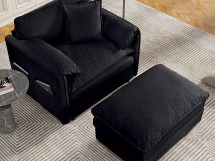 Oversized Chair With Movable Ottoman, Soft Upholstered Lounge Chair