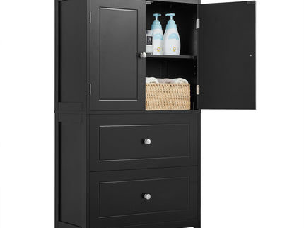 Bathroom Storage Cabinet With 2 Doors And Drawers, Adjustable Shelf