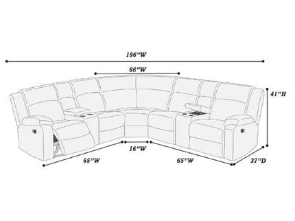 Manual Motion Reclining Sectional LAF / RAF Loveseat With Consoles Cup Holders Upholstered Living Room - Black
