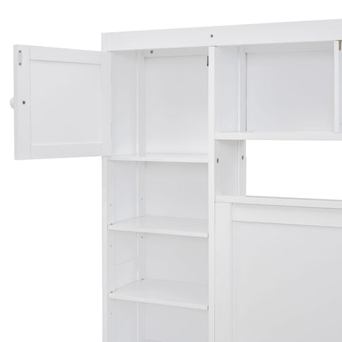 Bed With All In One Cabinet, Shelf And Sockets, Trundle