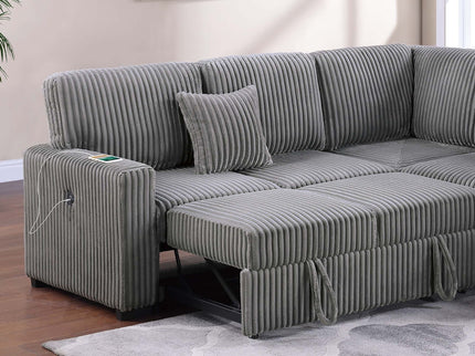 Convertible Sectional Upholstered Sleeper Sofa With Storage Chaise