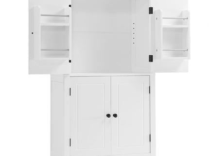 Elegant Bathroom Floor Storage Cabinet With 4 Doors, Adjustable Shelves