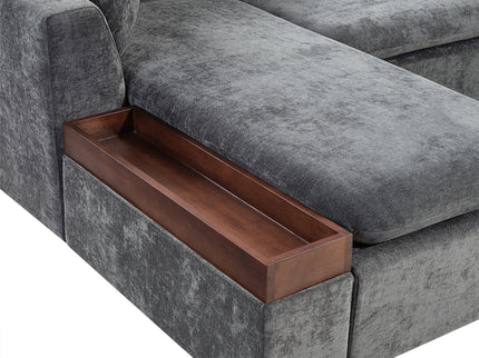 Modern L Shaped Sectional Sofa With Upholstery And Wooden Storage