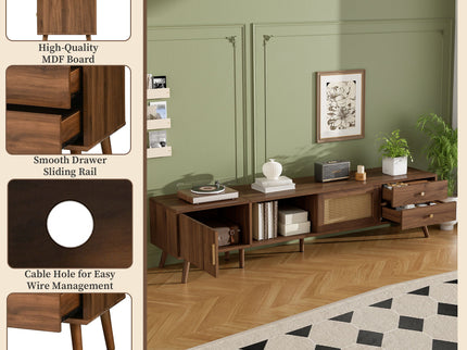 TV Stand With Storage Cabinets - Natural