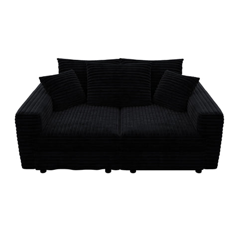 Deep Seat Convertible Sofa With Soft Pillows And Ottomans