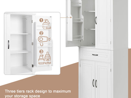 Bathroom Storage Cabinet With Doors And Drawer, Adjustable Shelf
