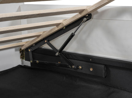 Upholstered Daybed With Bear Shaped Headboard, Hydraulic System And Breathable Fence