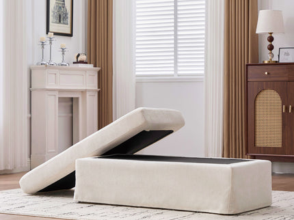 Wide Modern Upholstered Ottoman Foot Stool
