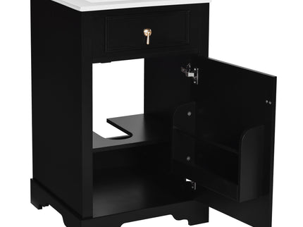Elegant Bathroom Vanity With Ceramic Sink, Soft Close Door, Adjustable Shelf