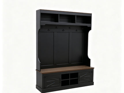 Farmhouse Hall Tree With Bench And Shoe Storage
