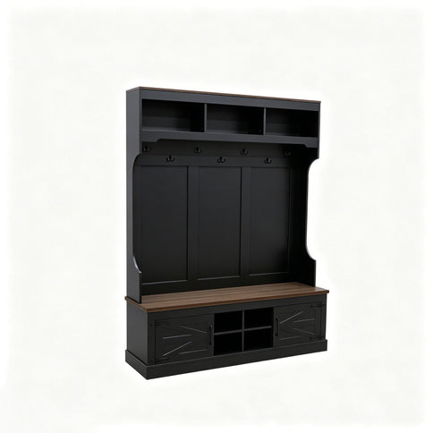 Farmhouse Hall Tree With Bench And Shoe Storage