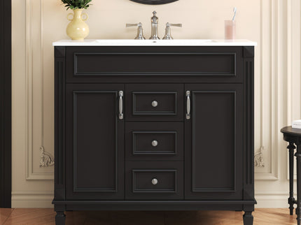 Bathroom Vanity With Top Sink, Basin On Cabinet With 2 Soft Closing Doors And 2 Drawers