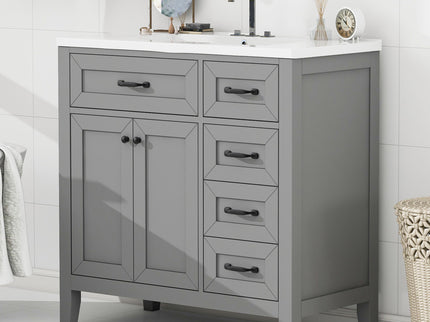Modern Bathroom Vanity With Sink, Freestanding Design With Drawers And Doors