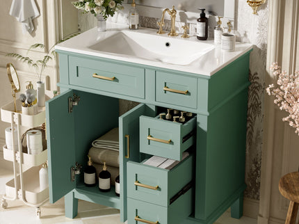 Modern Bathroom Vanity With Sink, Storage Cabinet, Soft Close Doors, Deep & Standard Drawers